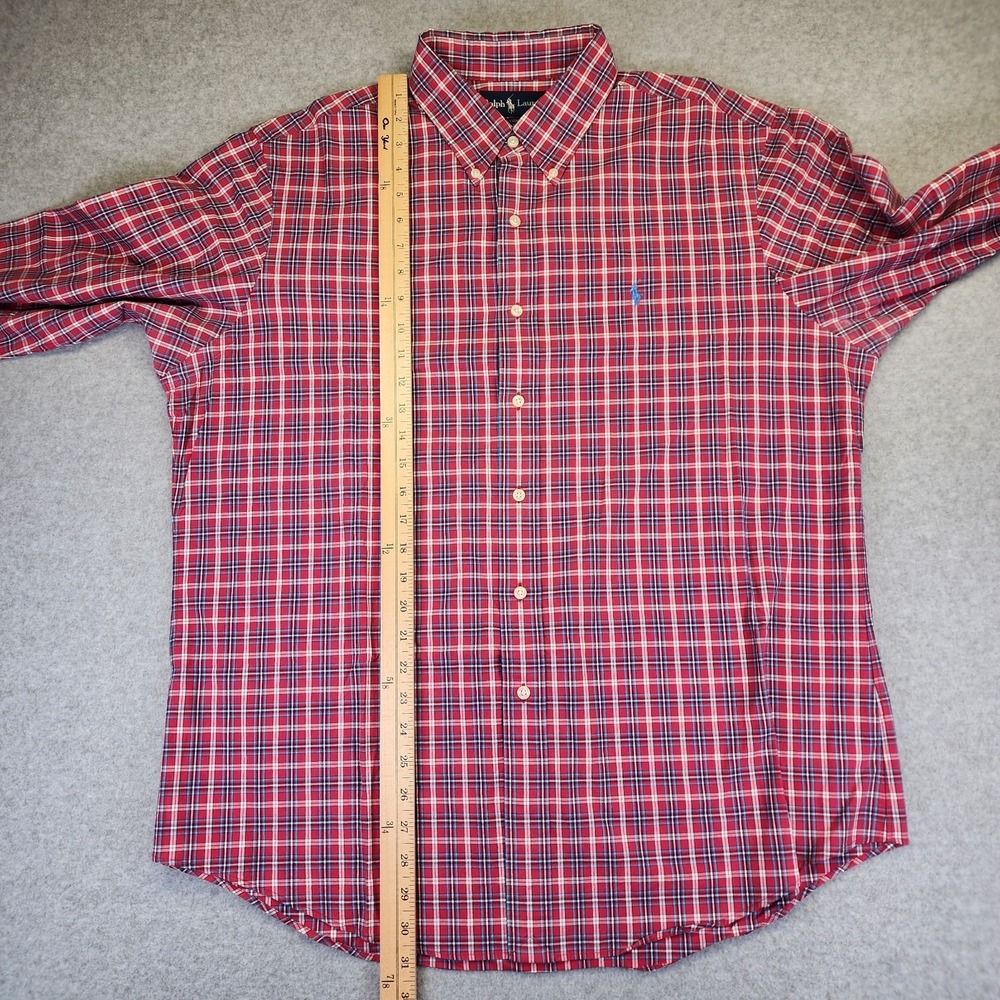 Ralph Lauren Men's XL Custom Fit Red Blue Plaid Long Sleeve Button Shirt - Picture 5 of 5